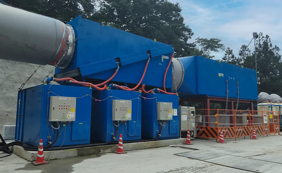 トンネル切羽に心地良い風を届けます。WBGTを低減し、作業効率はUP！